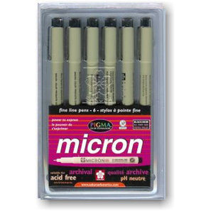 Micron 6 piece Black ink set